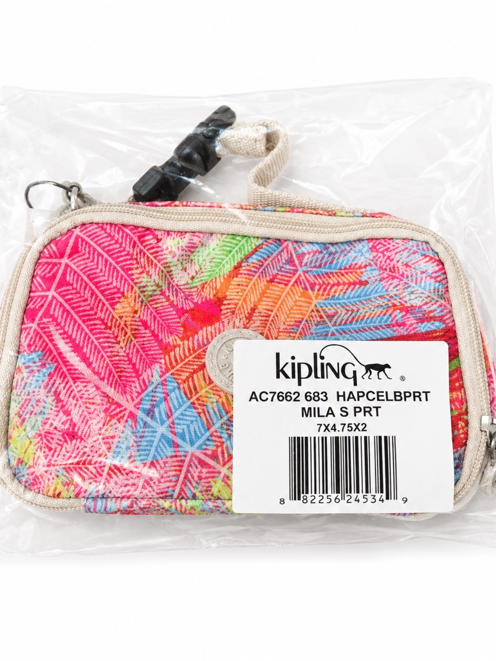 NWT Kipling Mila S Pouch Wallet Tropical Print Wristlet w/ Monkey Charm - Picture 4 of 4